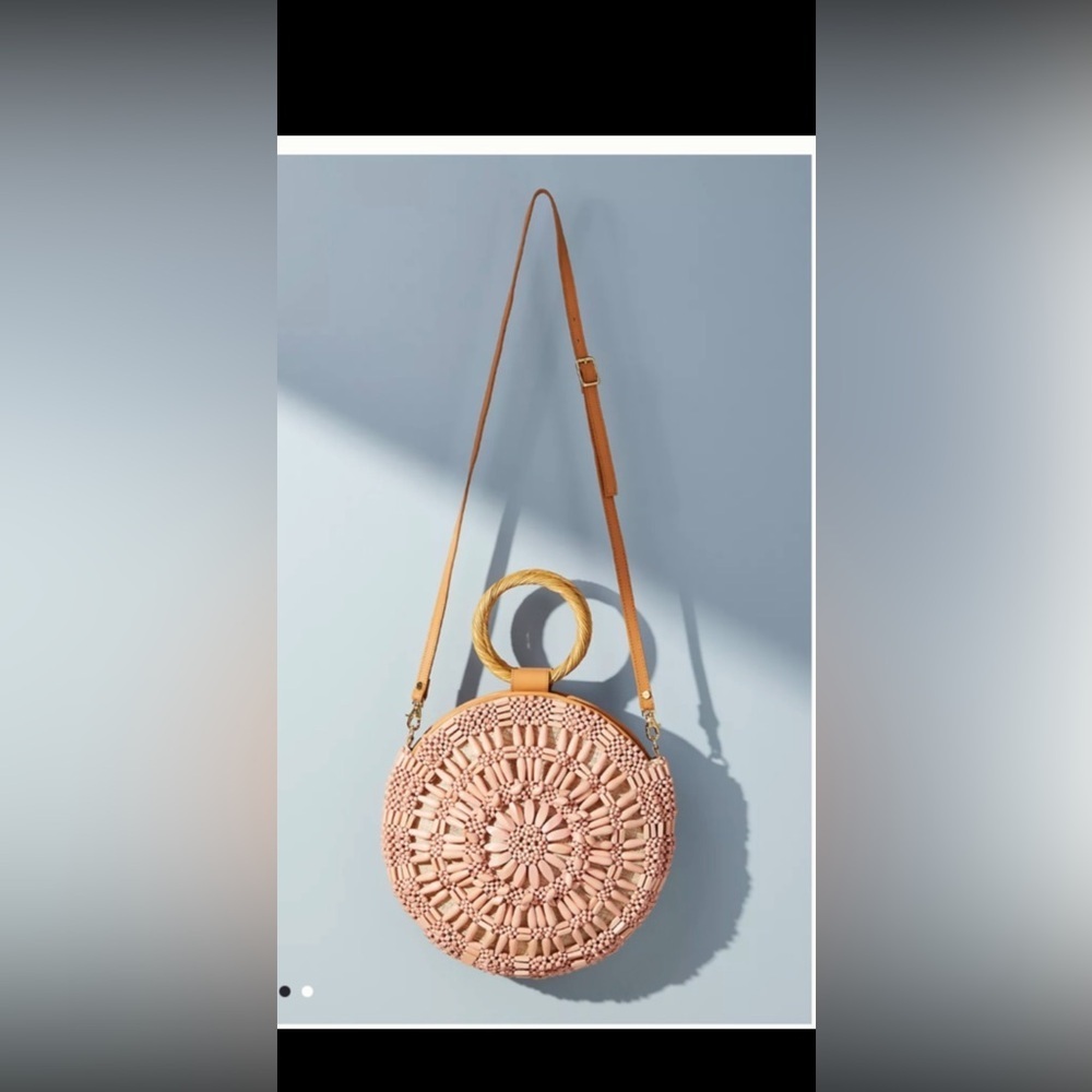 Aranaz Shell Sunburst Round Bag Top Handle/ Detachable Crossbody Strap Boho